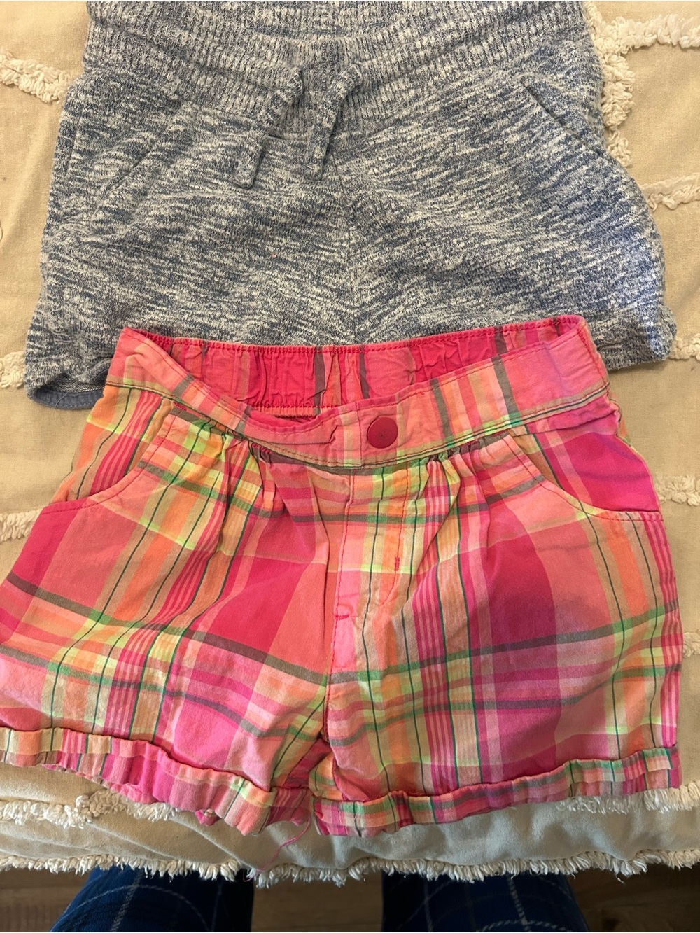 Source Unknown Pink Plaid Pull-On Shorts with Green & Yellow Accents